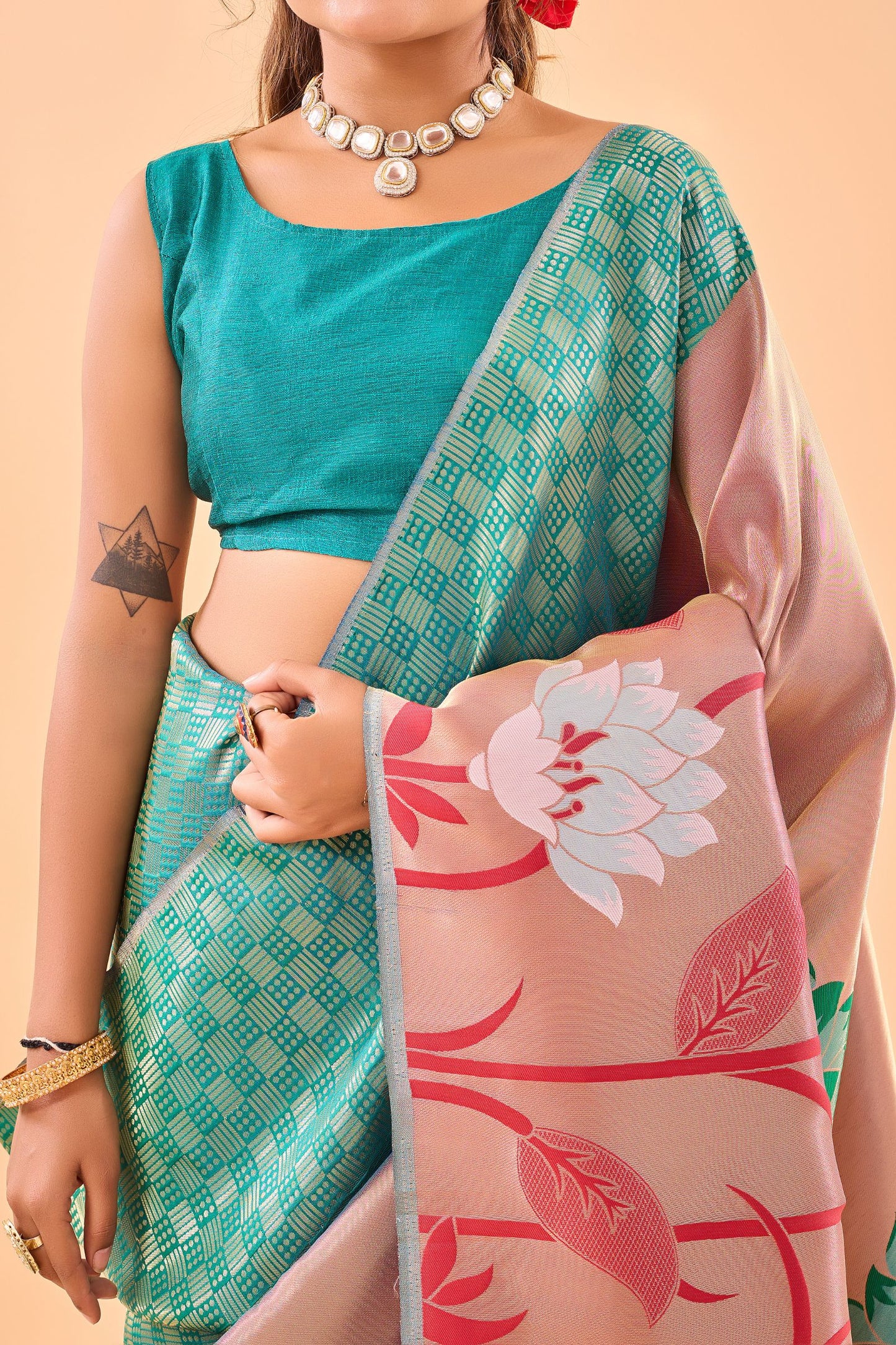 Rama Paithani Silk Saree with Big Beautiful Border