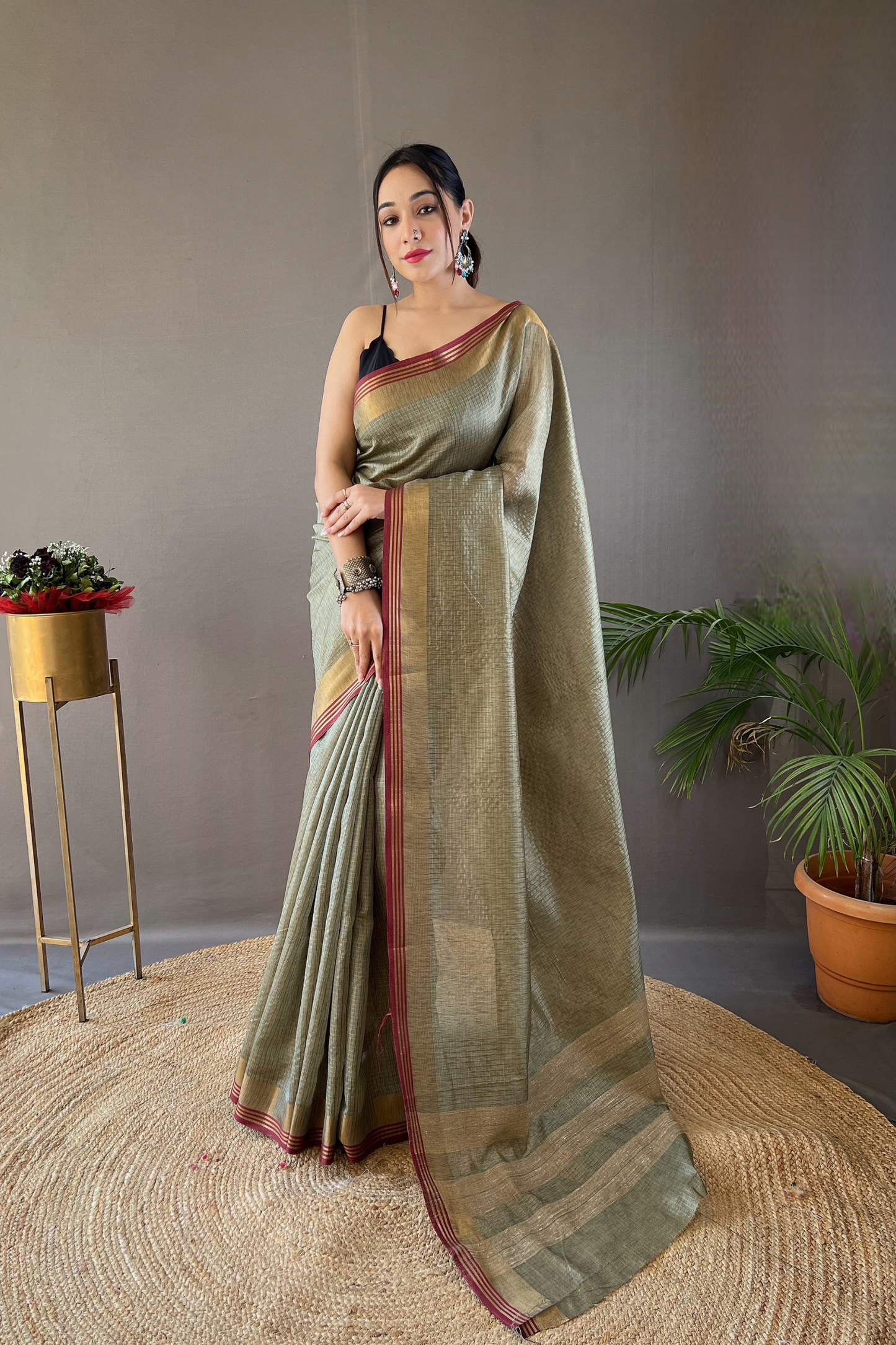 Light Green Soft Silk Saree with Zari Work