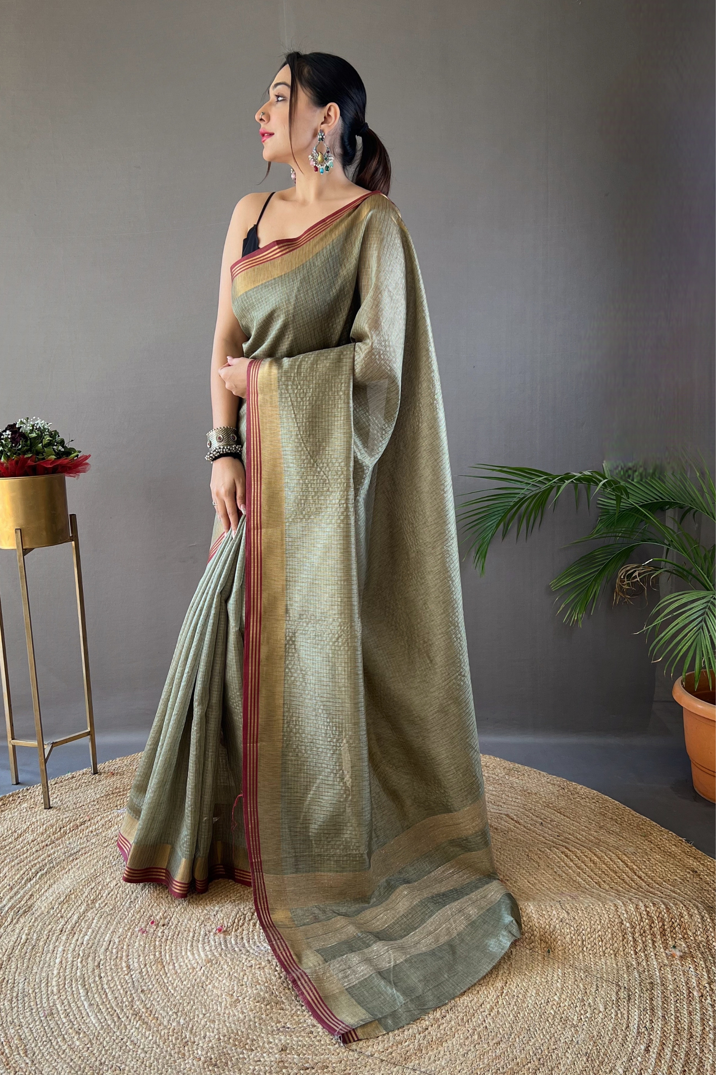 Light Green Soft Silk Saree with Zari Work