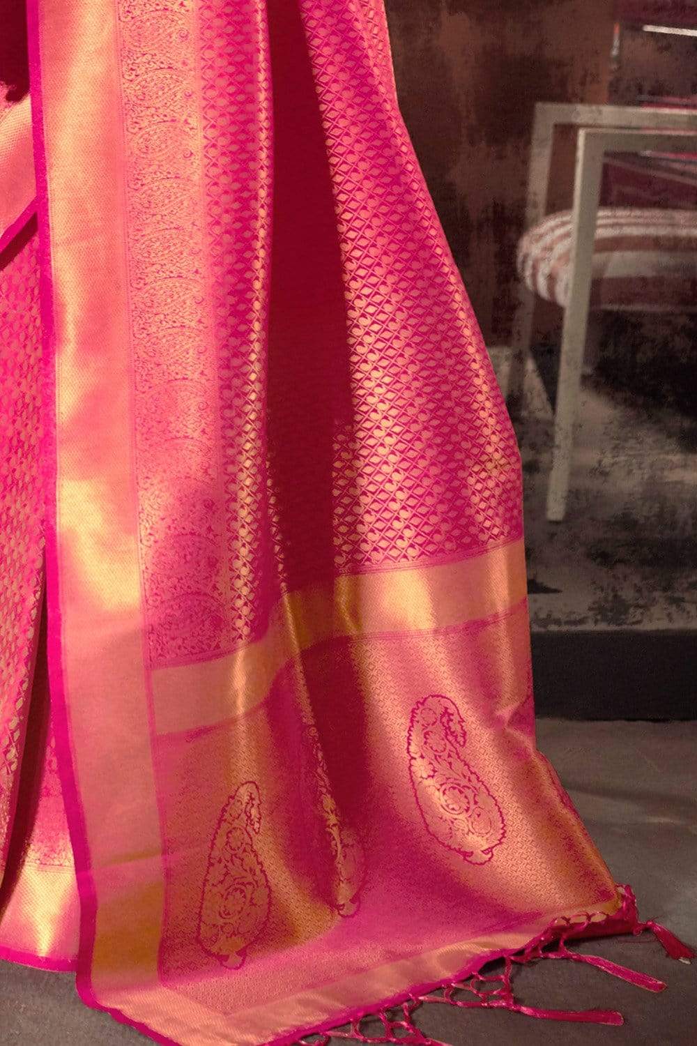 Pink Premium Banarasi Soft Silk Saree with Hand Woven Work