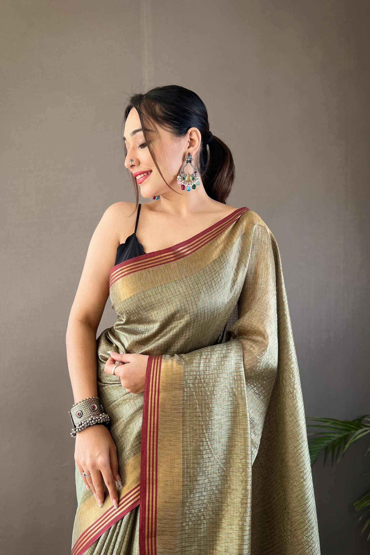 Light Green Soft Silk Saree with Zari Work