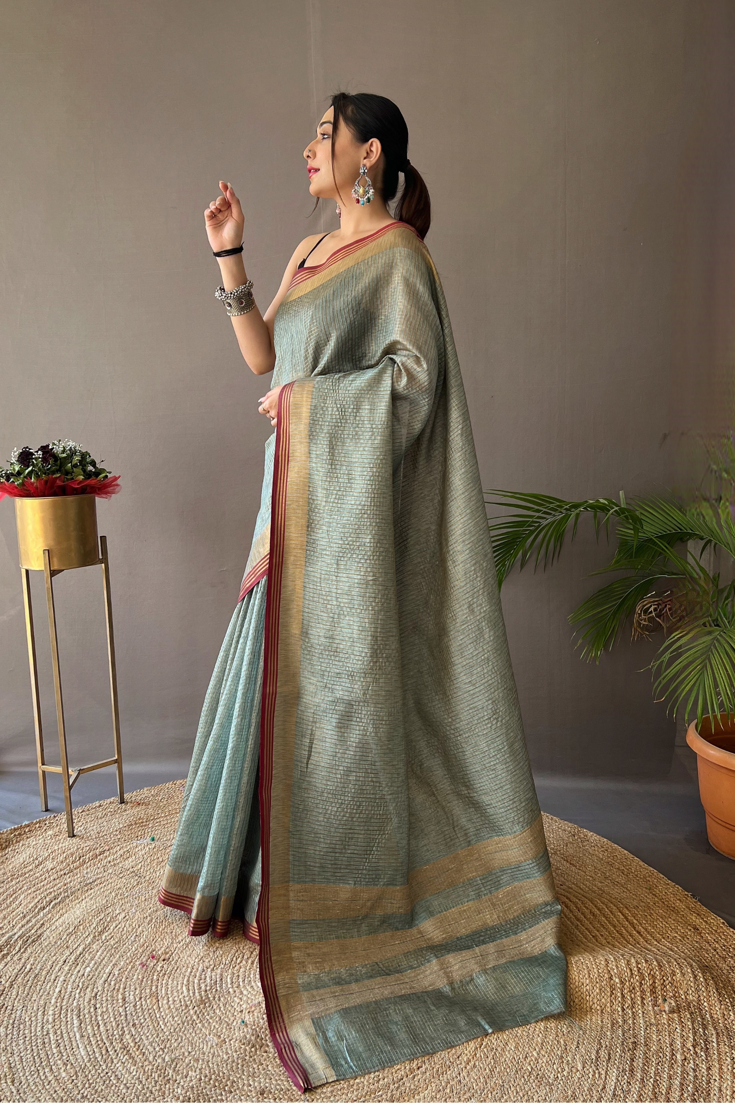 Dark Green Soft Silk Saree with Zari Work