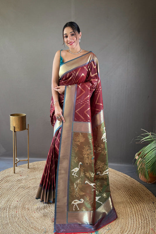 Cola Zig Zag Zari Soft Silk Saree