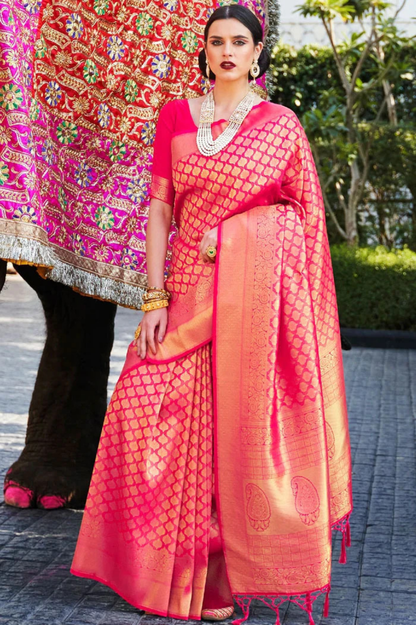 Peach Pink Banarasi Special Wedding Edition Silk Saree with Zari Work