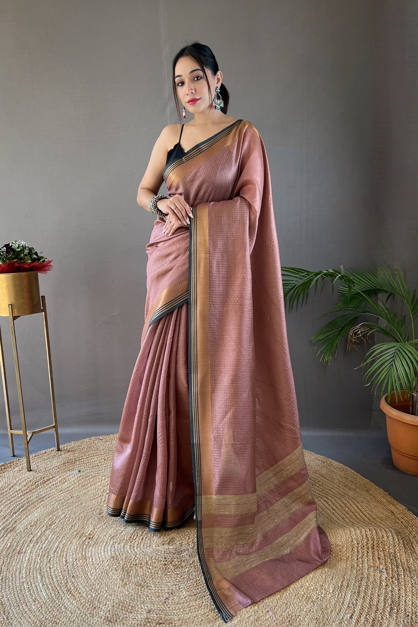 Lavender Soft Silk Saree with Zari Work