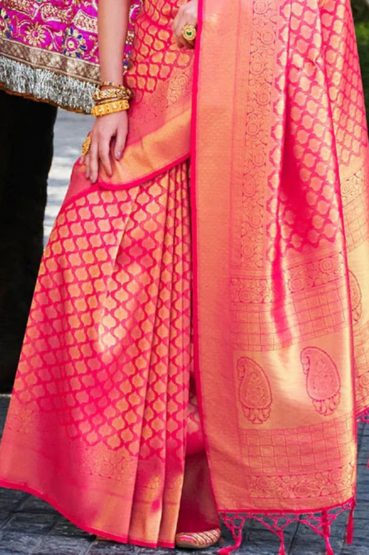 Peach Pink Banarasi Special Wedding Edition Silk Saree with Zari Work