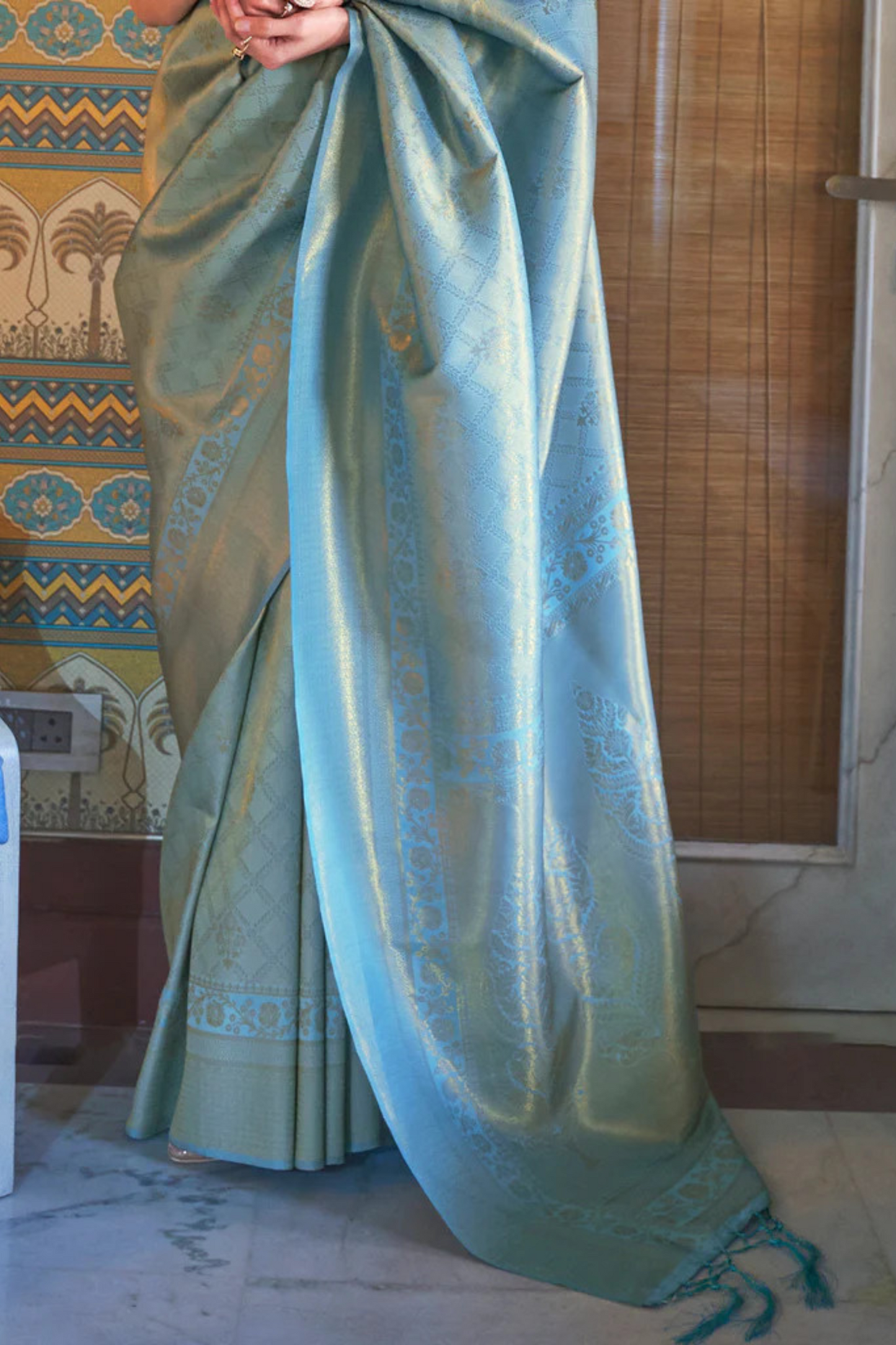 Sky Blue Banarasi Royal Wedding Edition Silk Saree with Zari Work