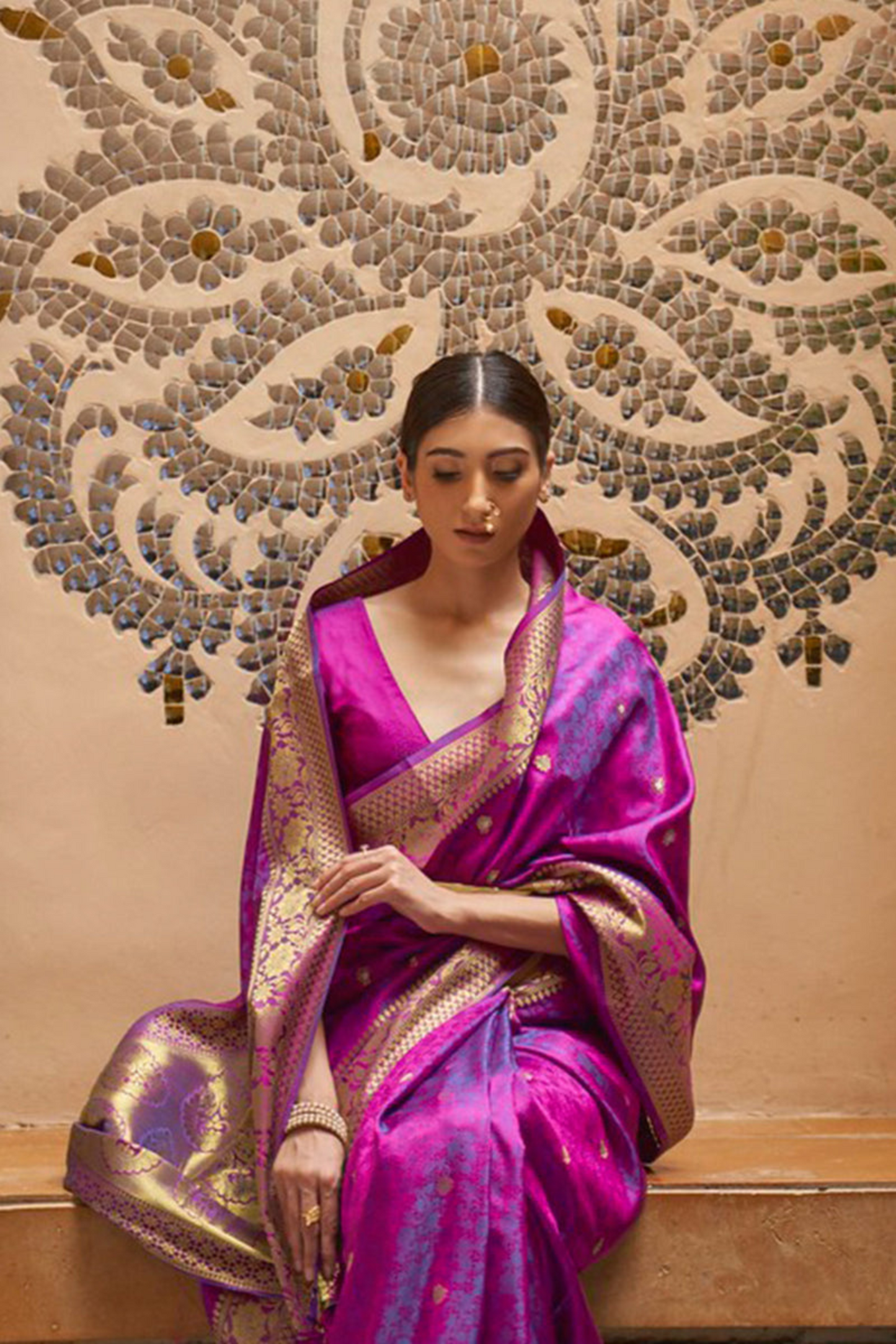 Purple Pure Kanjivaram Soft Silk Saree with Zari Work