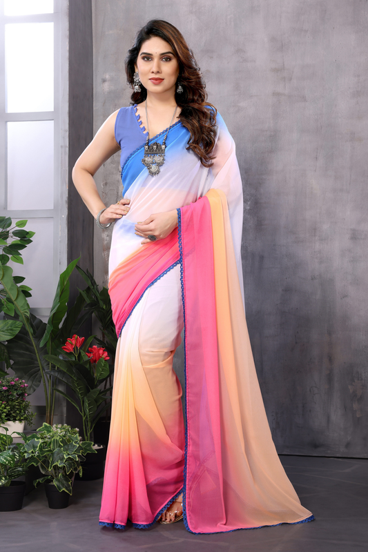 Alia Multicolor Pure Georgette Ready to Wear Saree