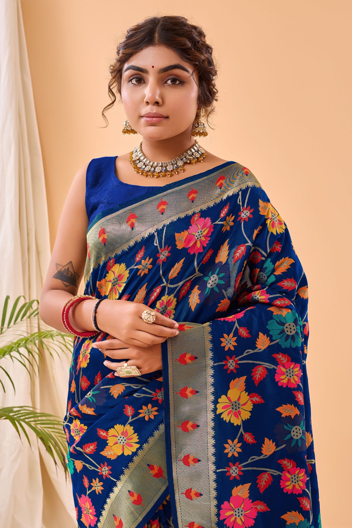 Royal Blue Paithani Silk Saree with Royal Jaal Work