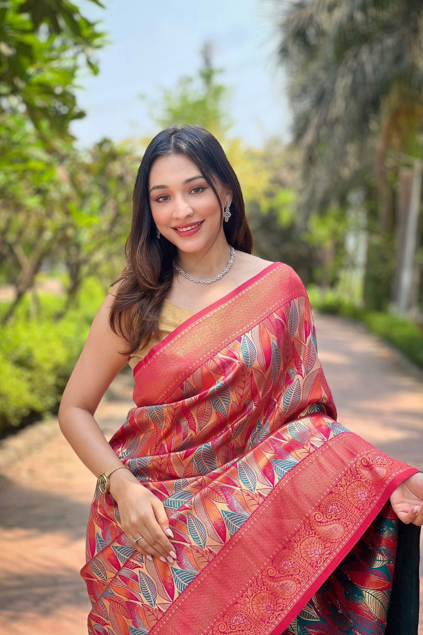 Hot Pink Kanchipattu Silk Saree