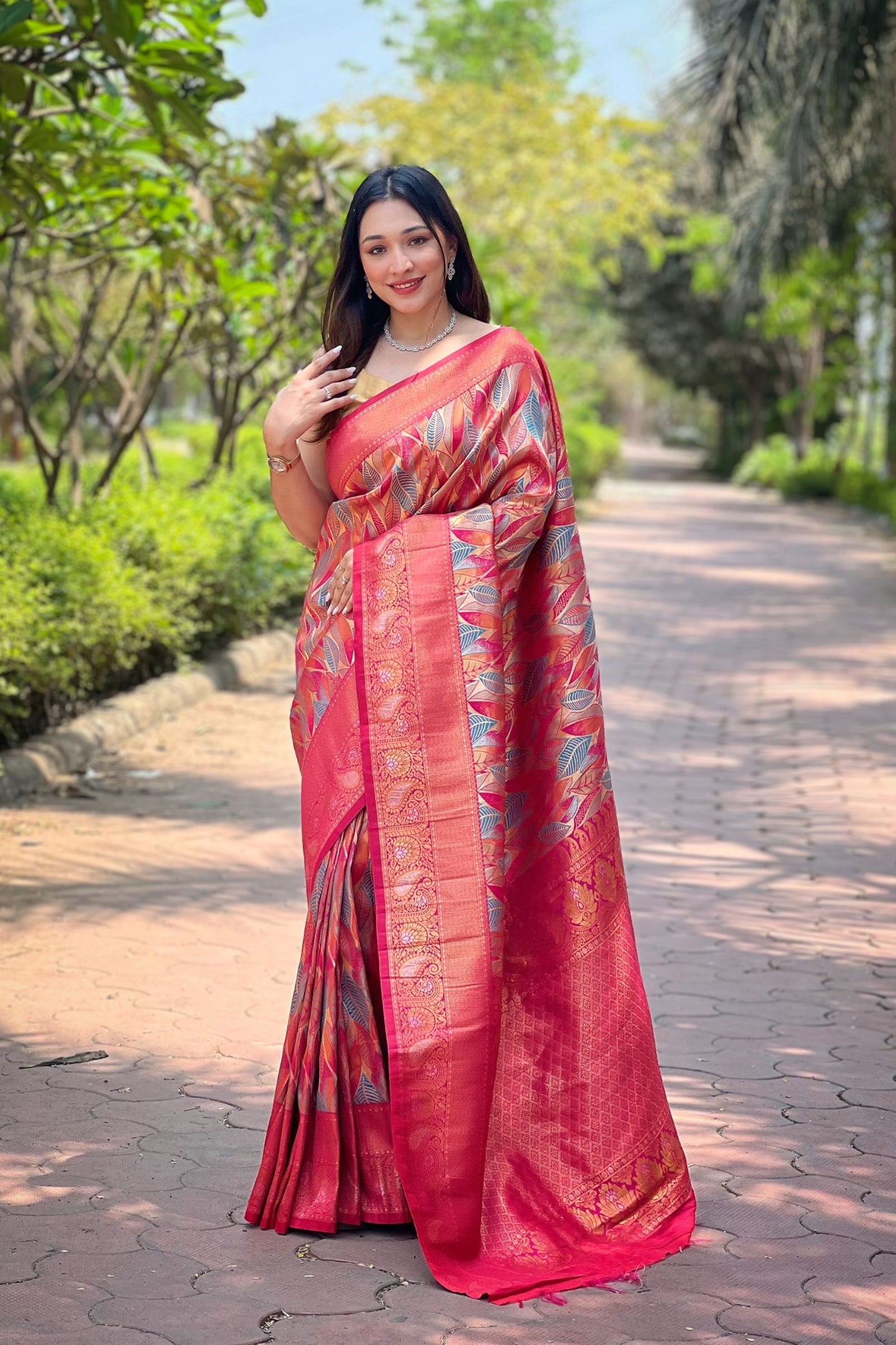 Hot Pink Kanchipattu Silk Saree