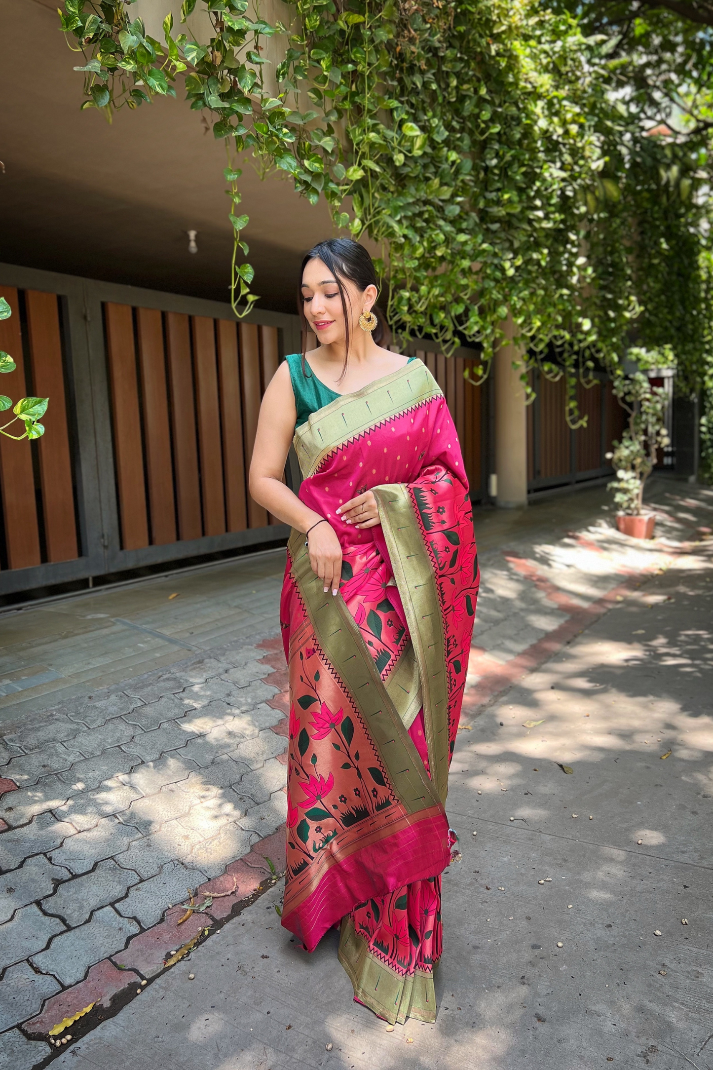 Pink Paithani Silk Saree with Zari Work