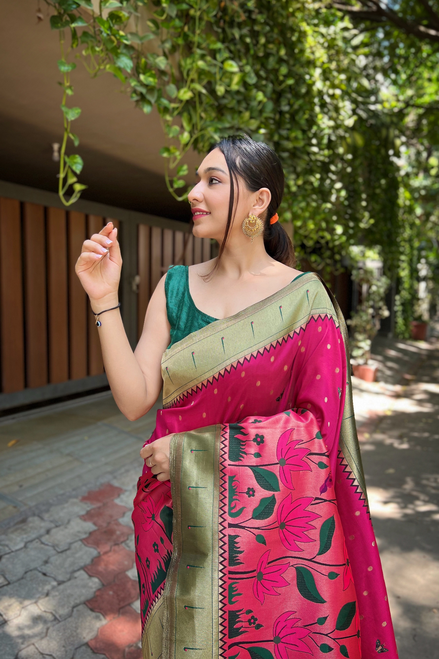 Pink Paithani Silk Saree with Zari Work