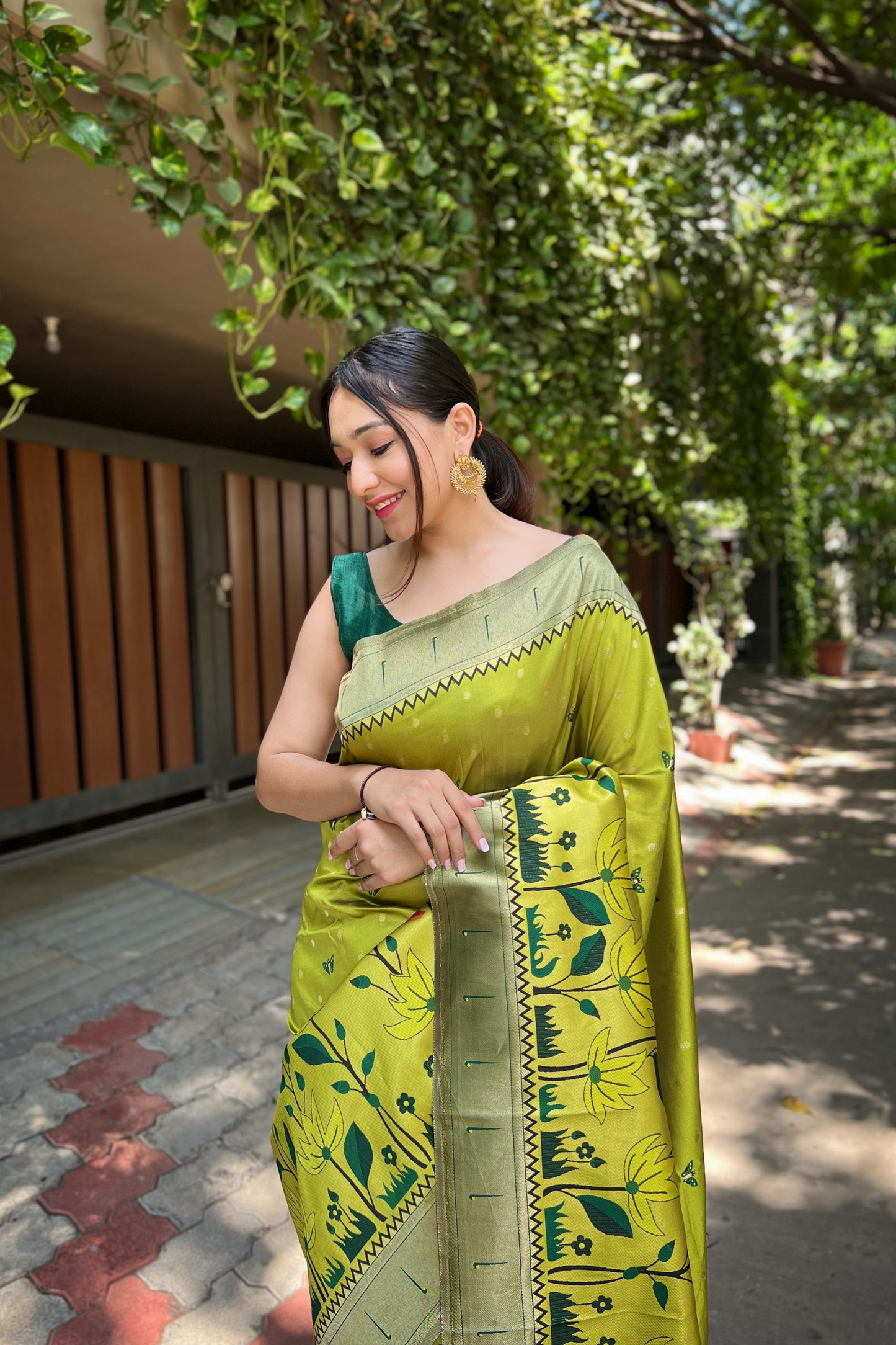 Pista Green Paithani Silk Saree with Zari Work