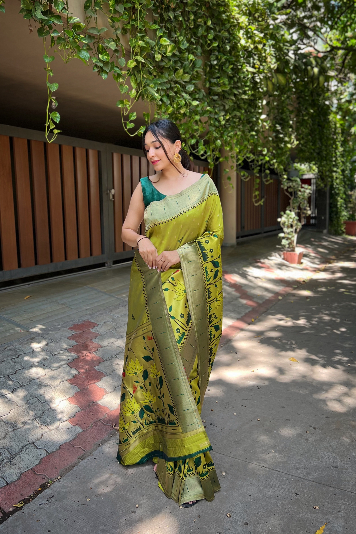 Pista Green Paithani Silk Saree with Zari Work