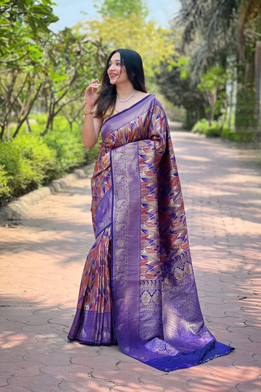 Violet Kanchipattu Silk Saree