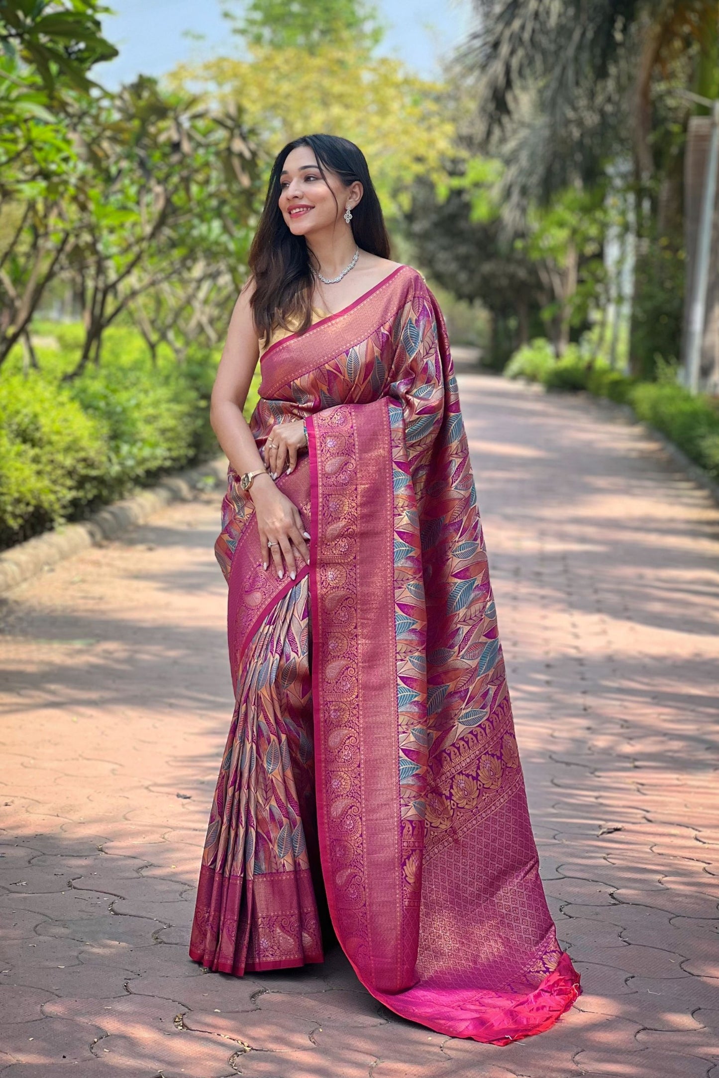 Wine Kanchipattu Silk Saree