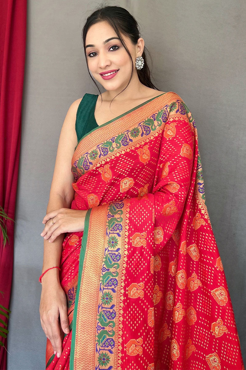 Amaranth Red Patola Silk Saree