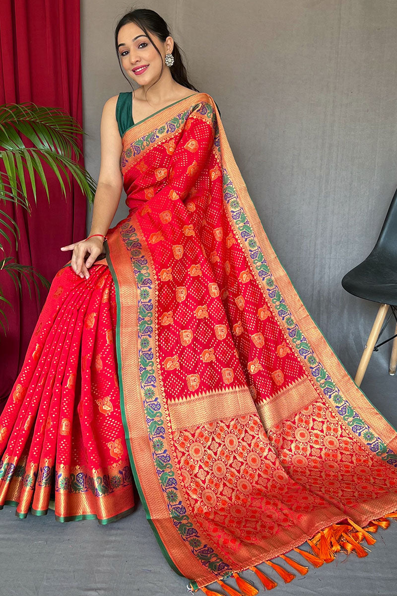 Amaranth Red Patola Silk Saree