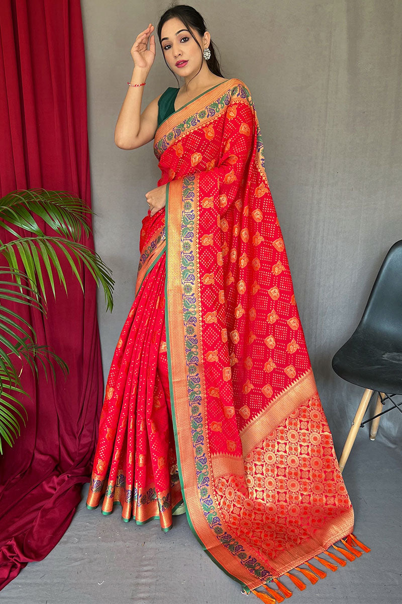 Amaranth Red Patola Silk Saree