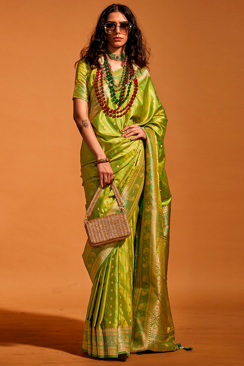 Barf Green Dual Tone Satin Silk Saree