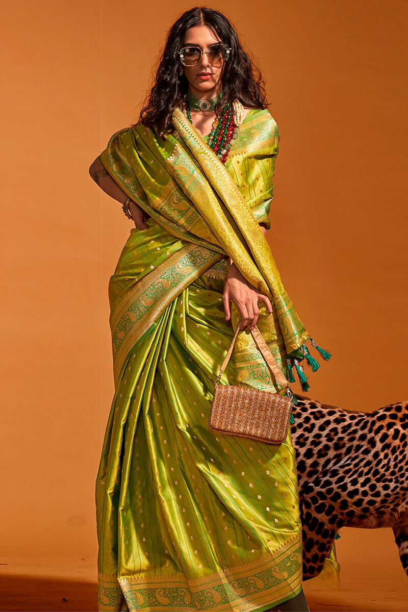 Barf Green Dual Tone Satin Silk Saree