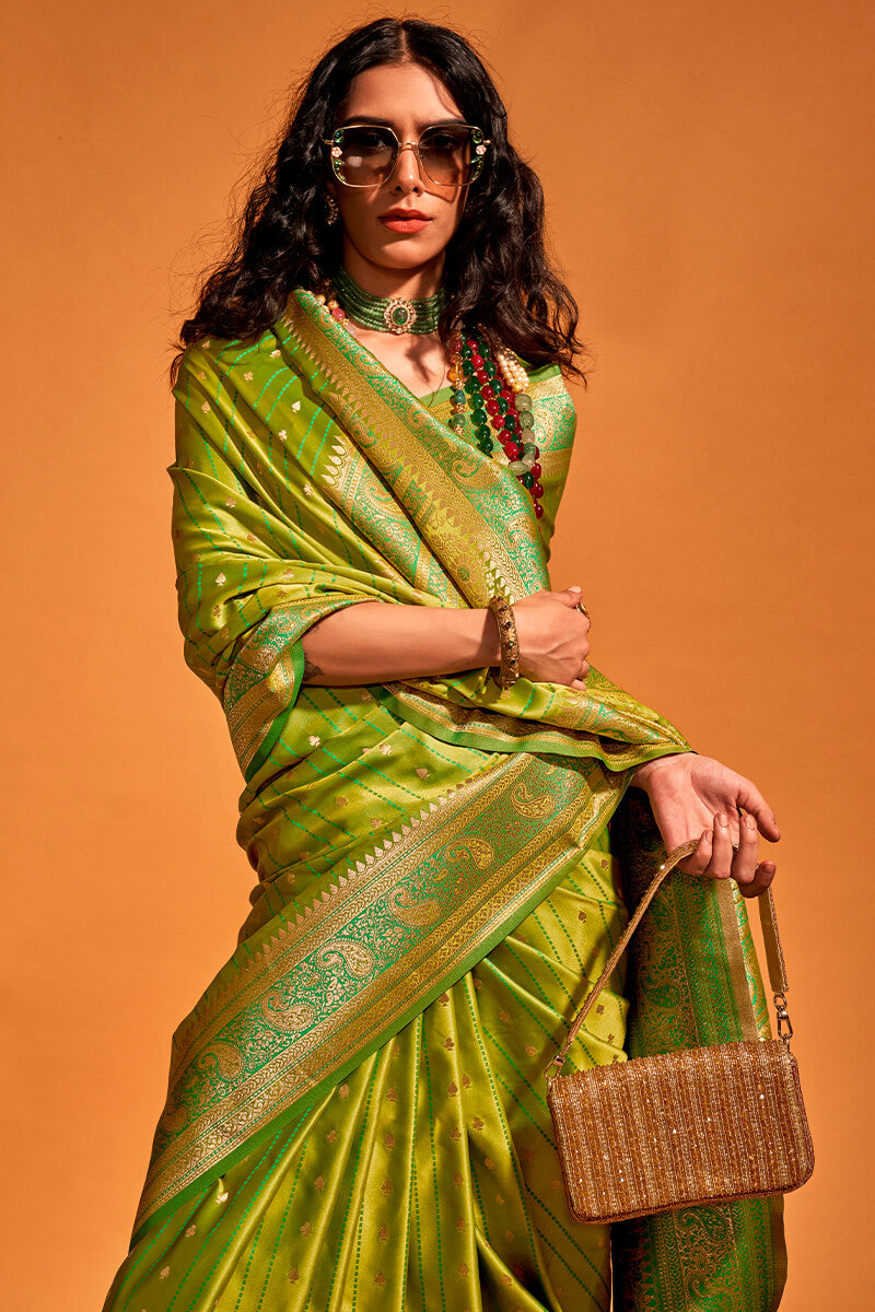 Barf Green Dual Tone Satin Silk Saree