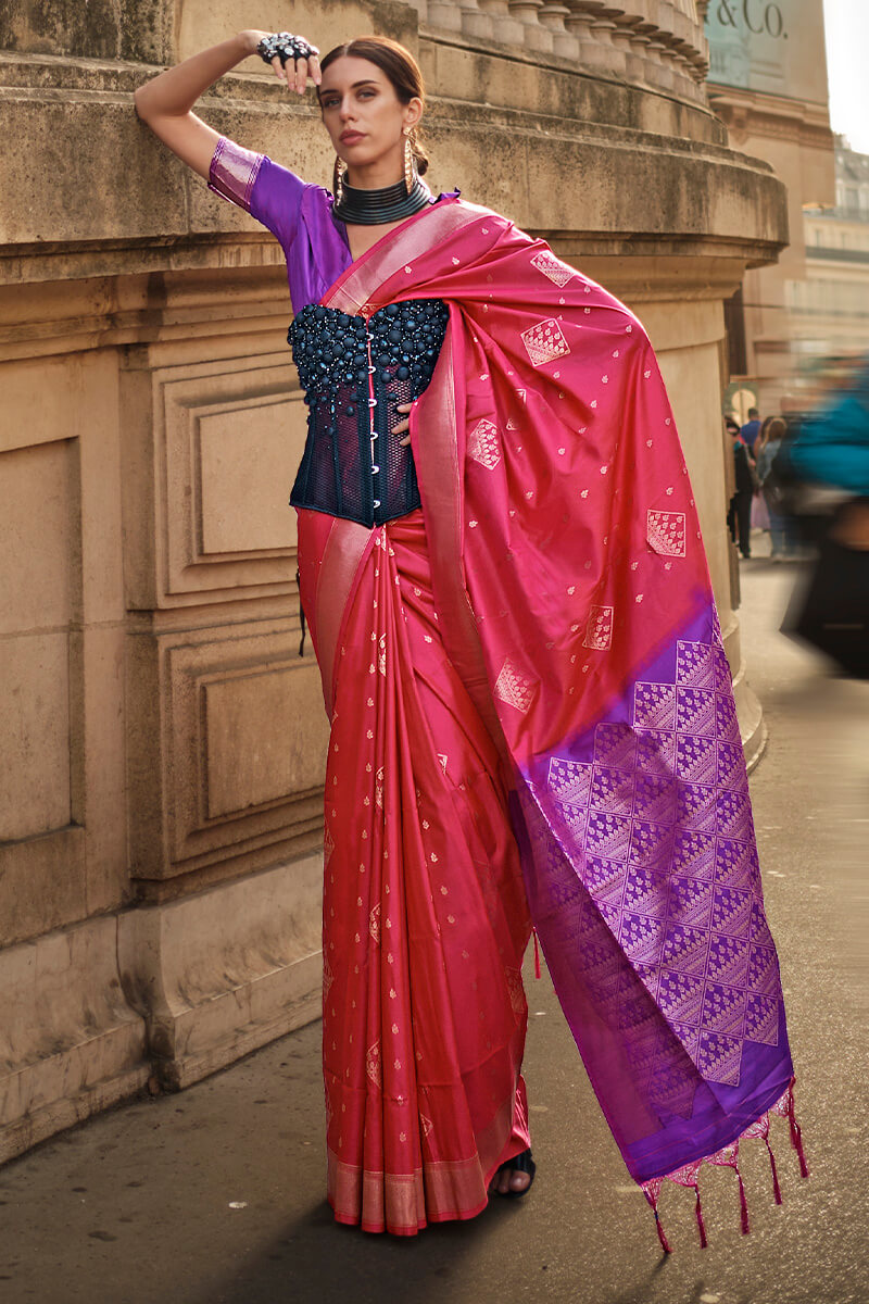 Bashful Pink Soft Banarasi Silk Saree