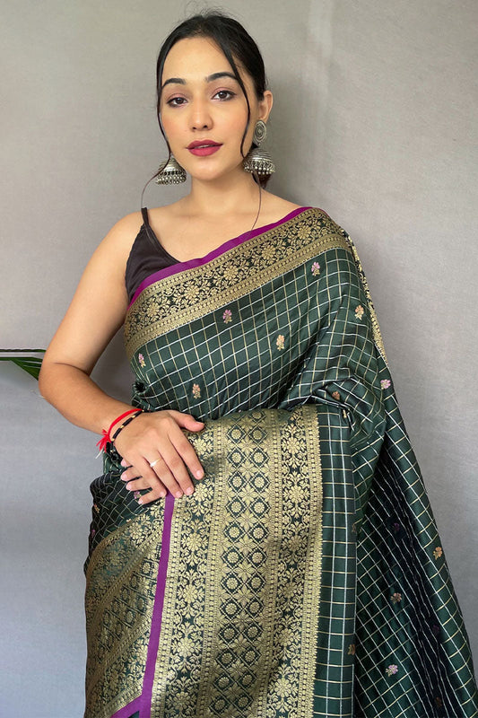 Beetle Green Banarasi Silk Saree