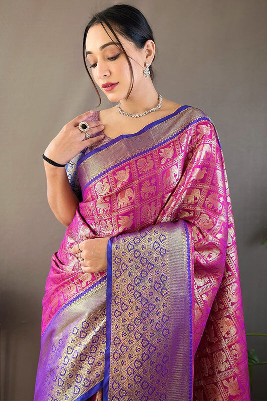 Berry Purple Kanjivaram Silk Saree