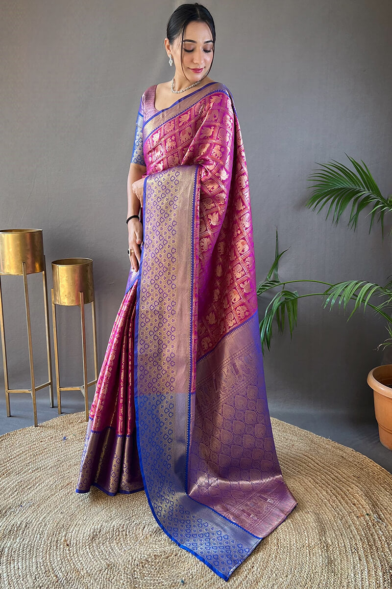 Berry Purple Kanjivaram Silk Saree