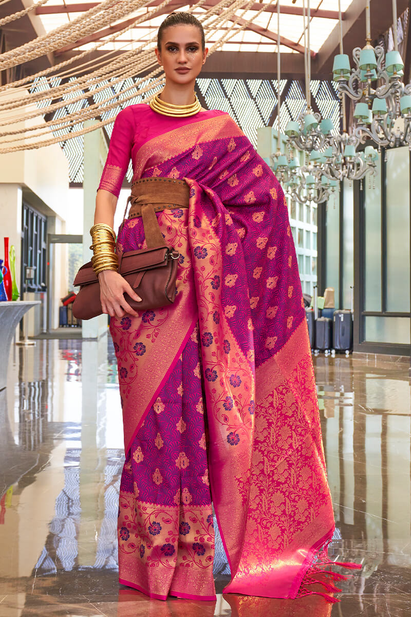 Byzantium Purple South Silk Saree