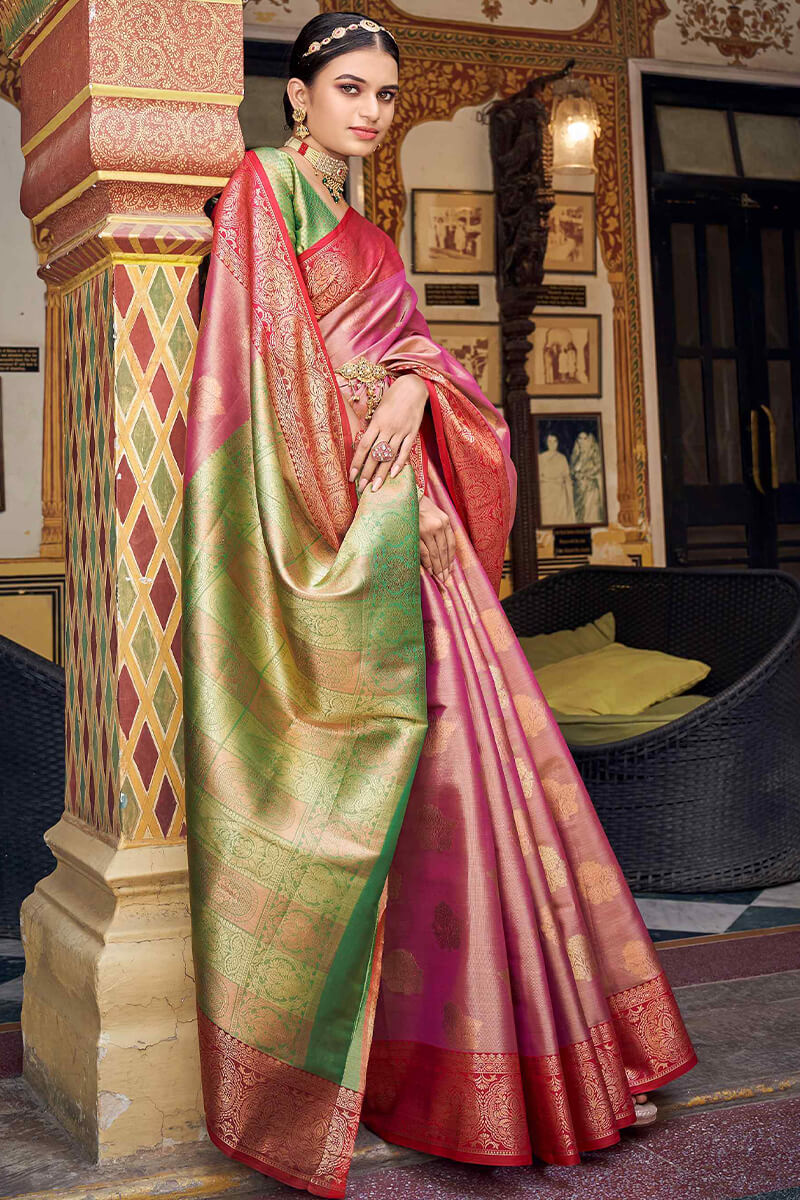 Camo Green Banarasi Silk Saree