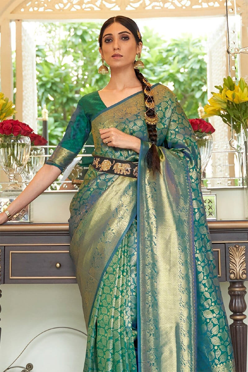 Casal Green Kanjivaram Silk Saree