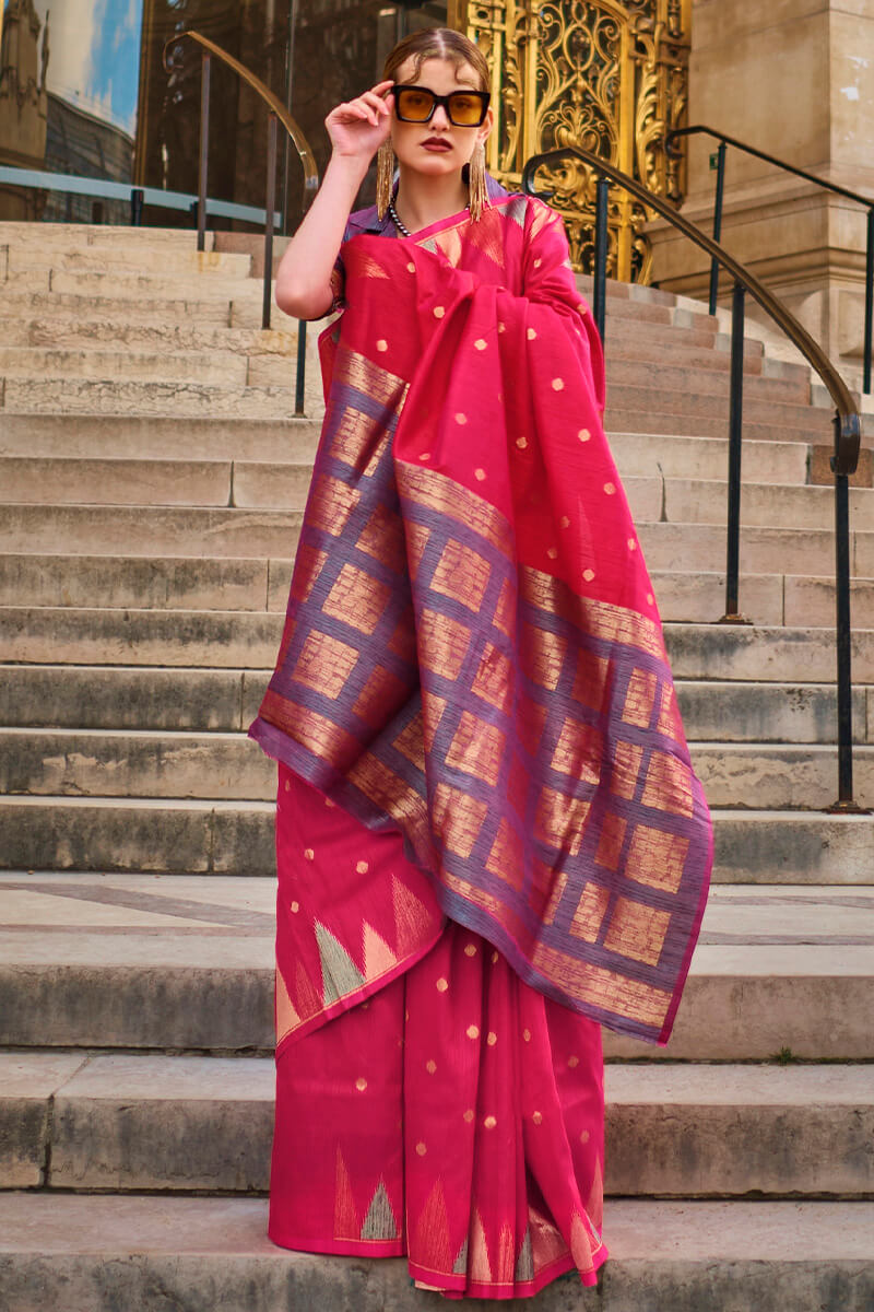 Cerise Pink South Silk Saree