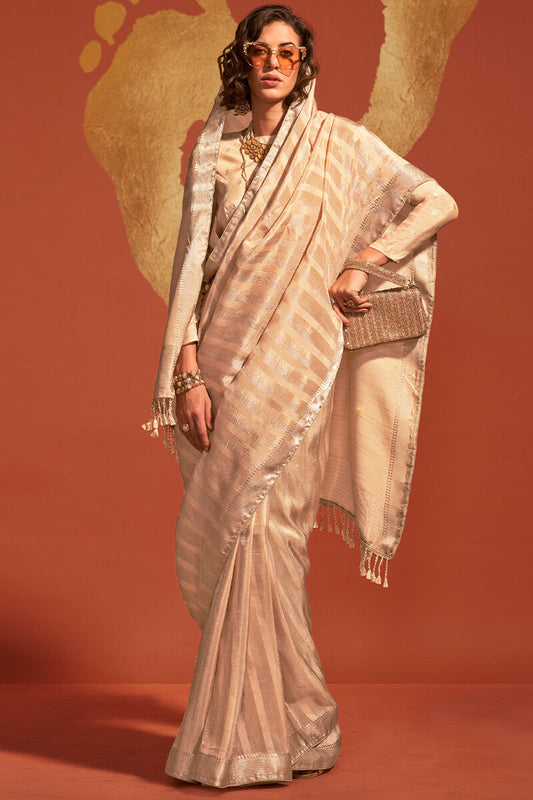 Champagne Beige Banarasi Silk Saree