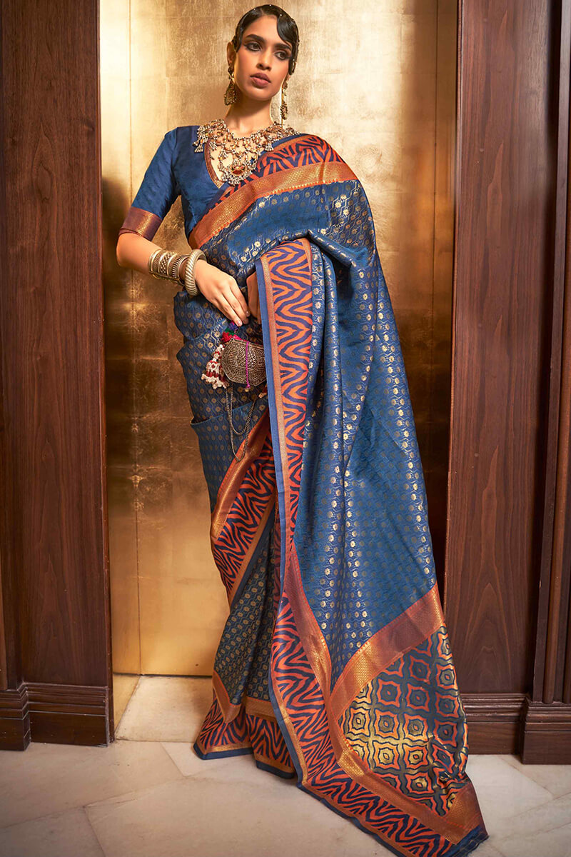 Chathams Blue Kanjivaram Silk Saree