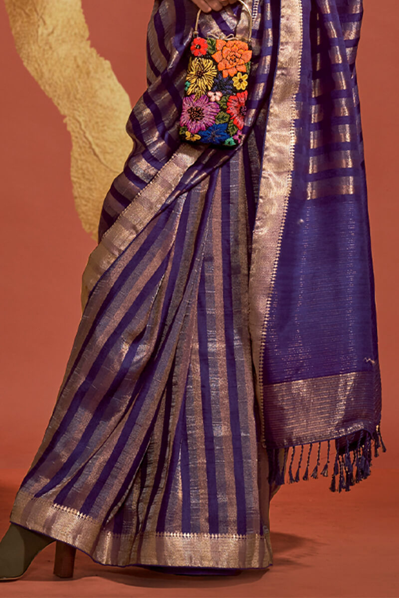 Christalle Blue Banarasi Silk Saree