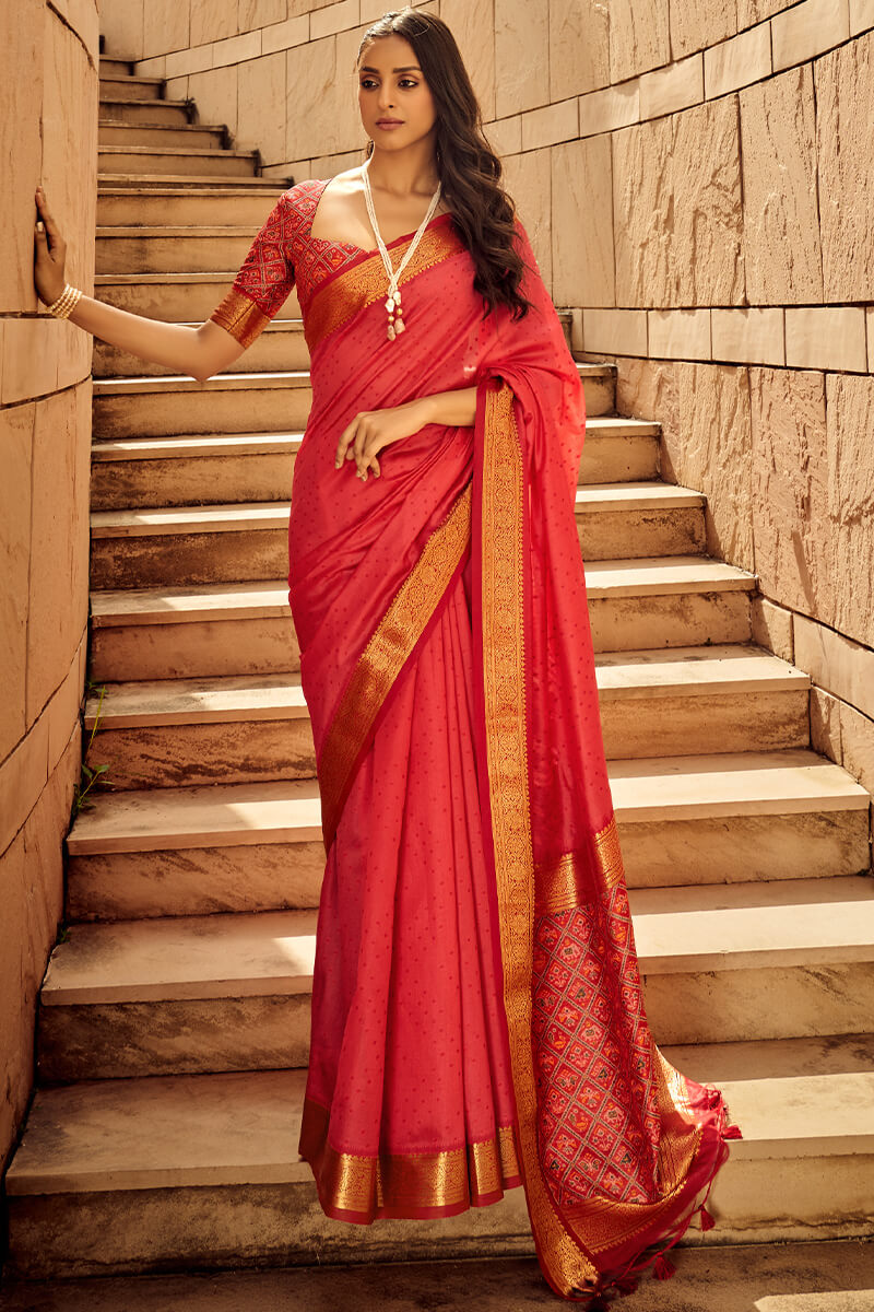 Cinnabar Red Patola Silk Saree