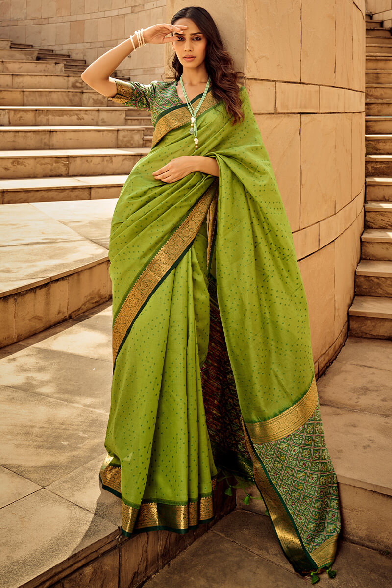 Citron Green Patola Silk Saree