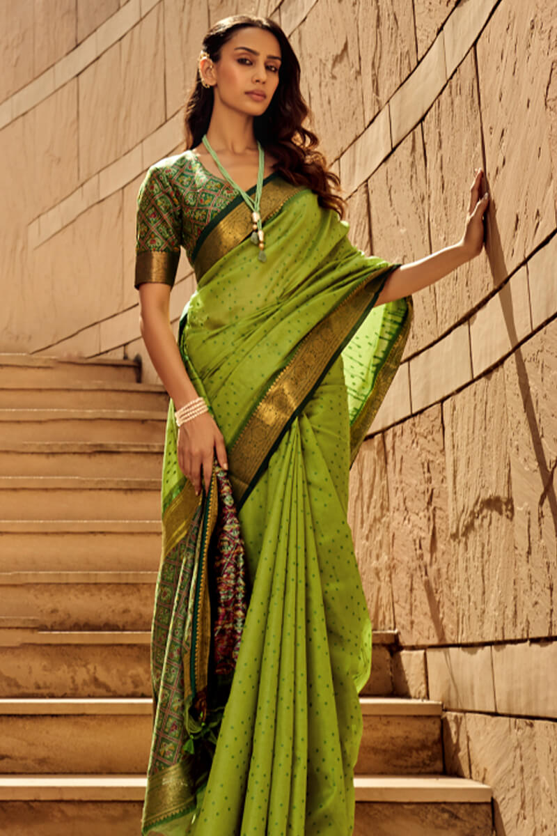 Citron Green Patola Silk Saree