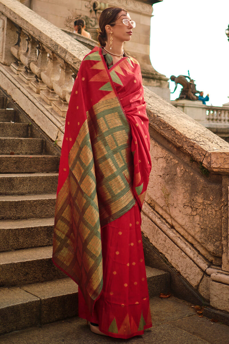 Cornell Red South Silk Saree