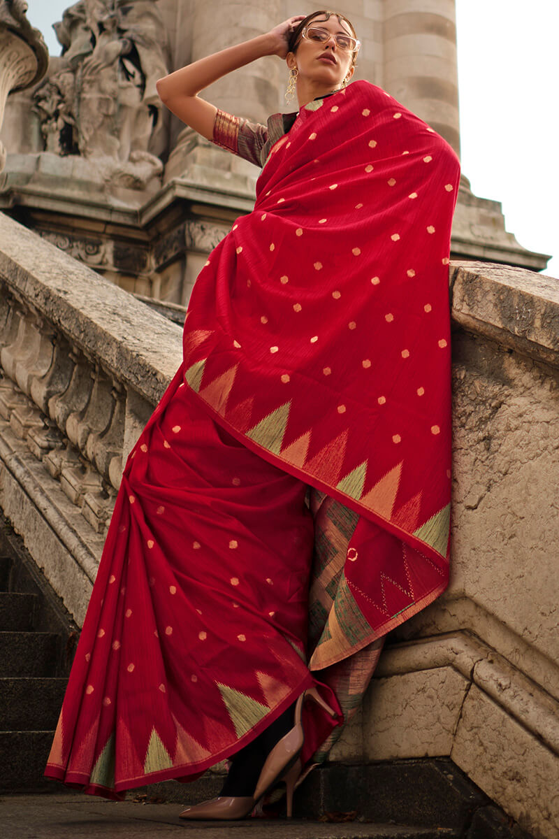 Cornell Red South Silk Saree