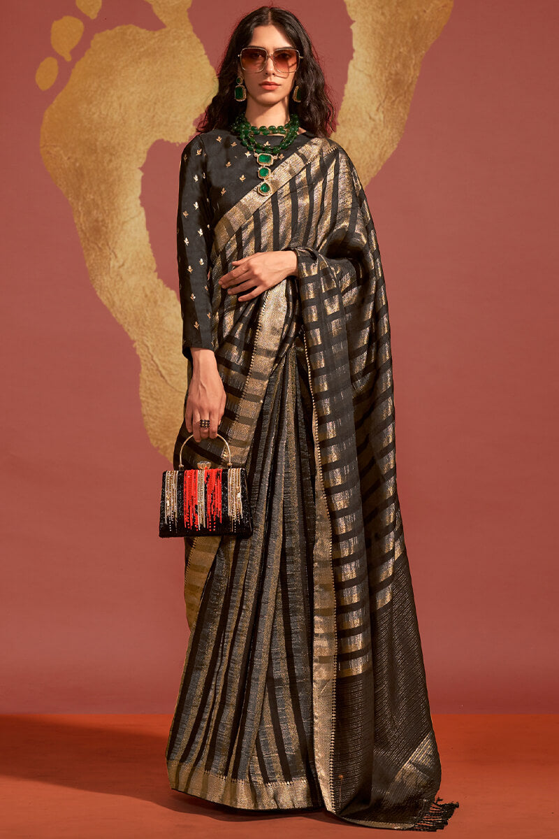 Creole Black Banarasi Silk Saree