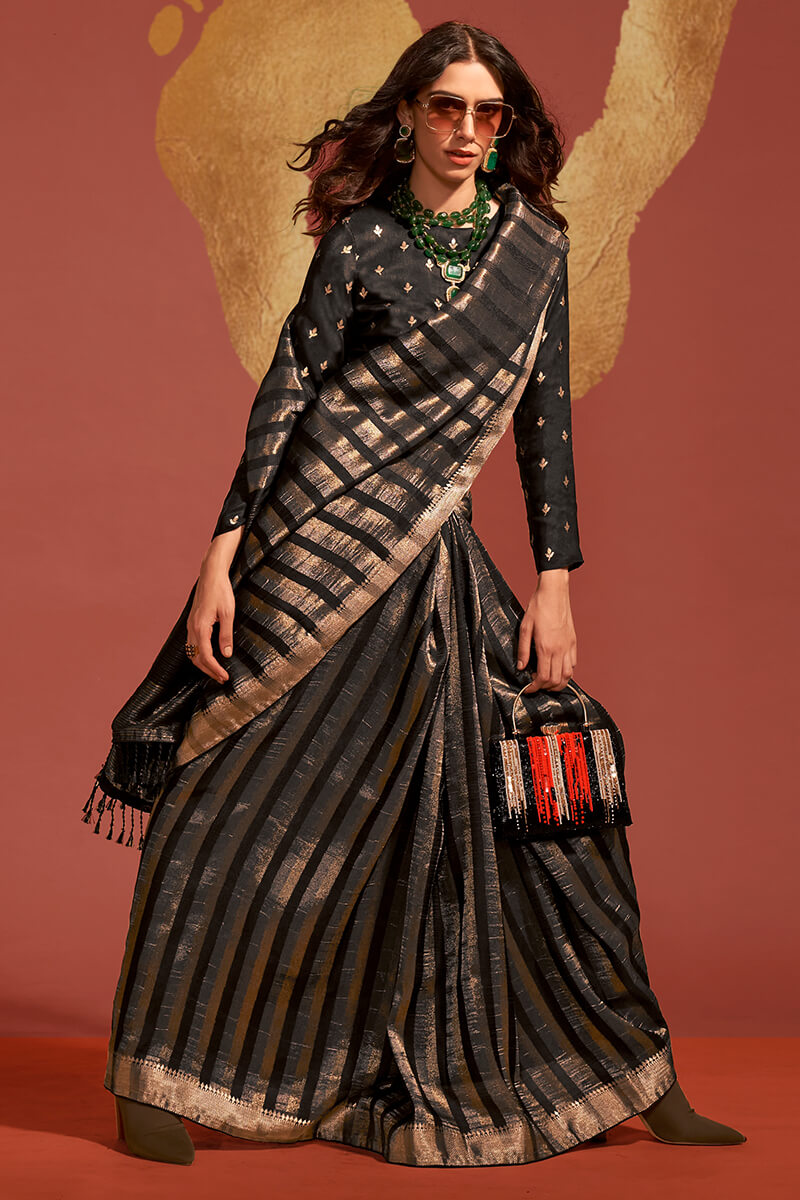 Creole Black Banarasi Silk Saree