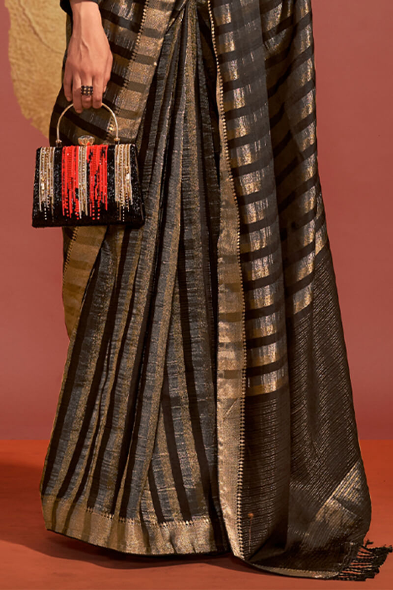 Creole Black Banarasi Silk Saree