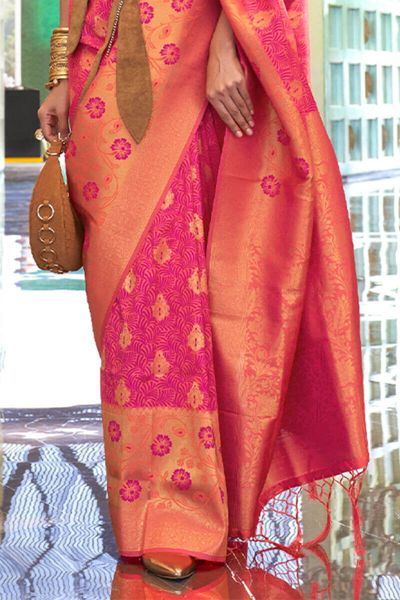 Dark Hot Pink South Silk Saree