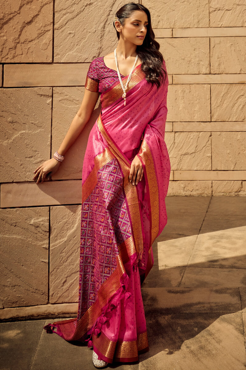 Dark Pink Patola Silk Saree