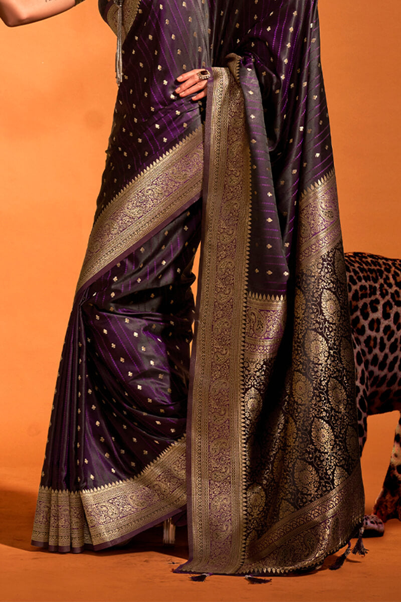 Dark Purple Dual Tone Satin Silk Saree